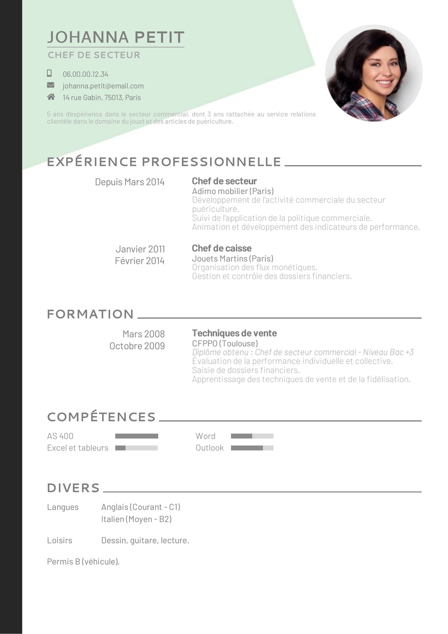 Resume template Layer green